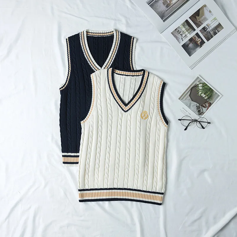 "JK EMBROIDERED V-NECK SWEATER" VEST N081404