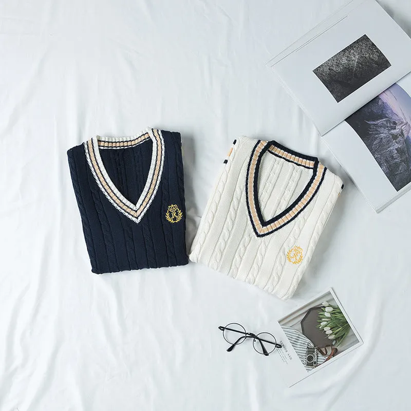 "JK EMBROIDERED V-NECK SWEATER" VEST N081404