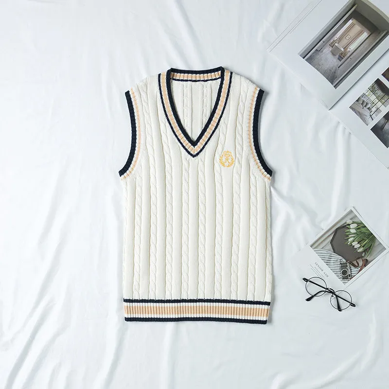 "JK EMBROIDERED V-NECK SWEATER" VEST N081404