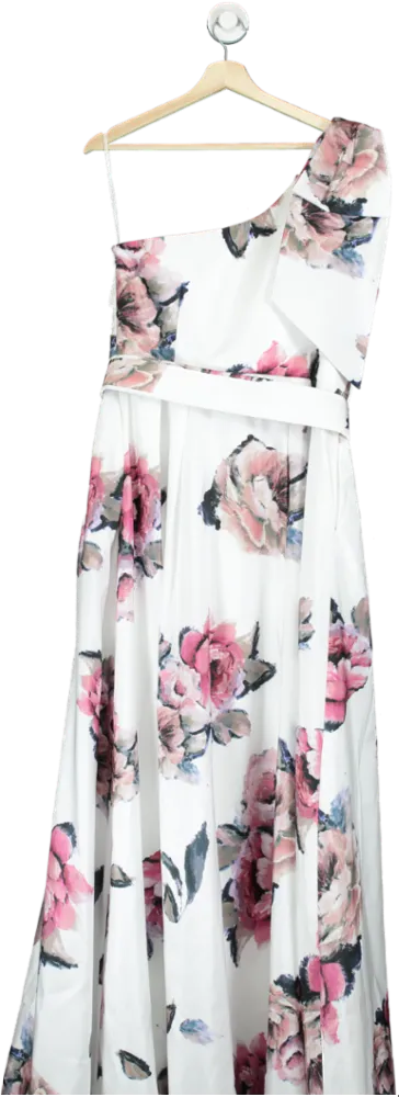 Rebecca Vallance White Floral One-Shoulder Maxi Dress UK 14