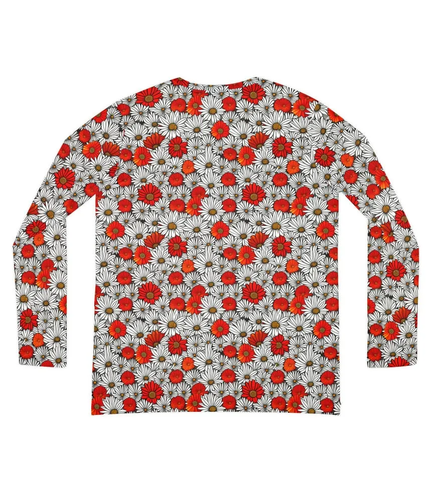 Red Flowers Long Sleeve Top