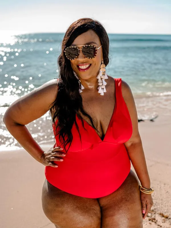 Red Hot Ruffle One Piece Swimsuit