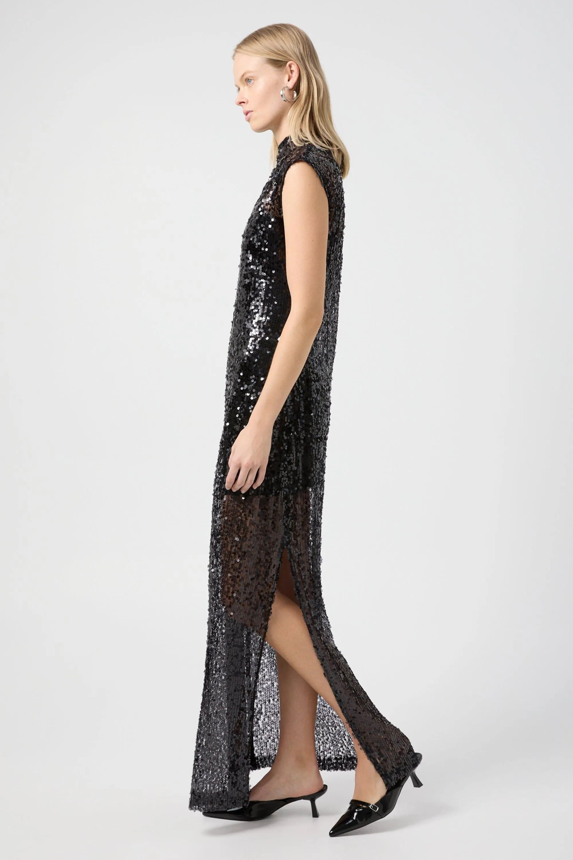 REFLECTION SEQUIN MAXI DRESS | BLACK