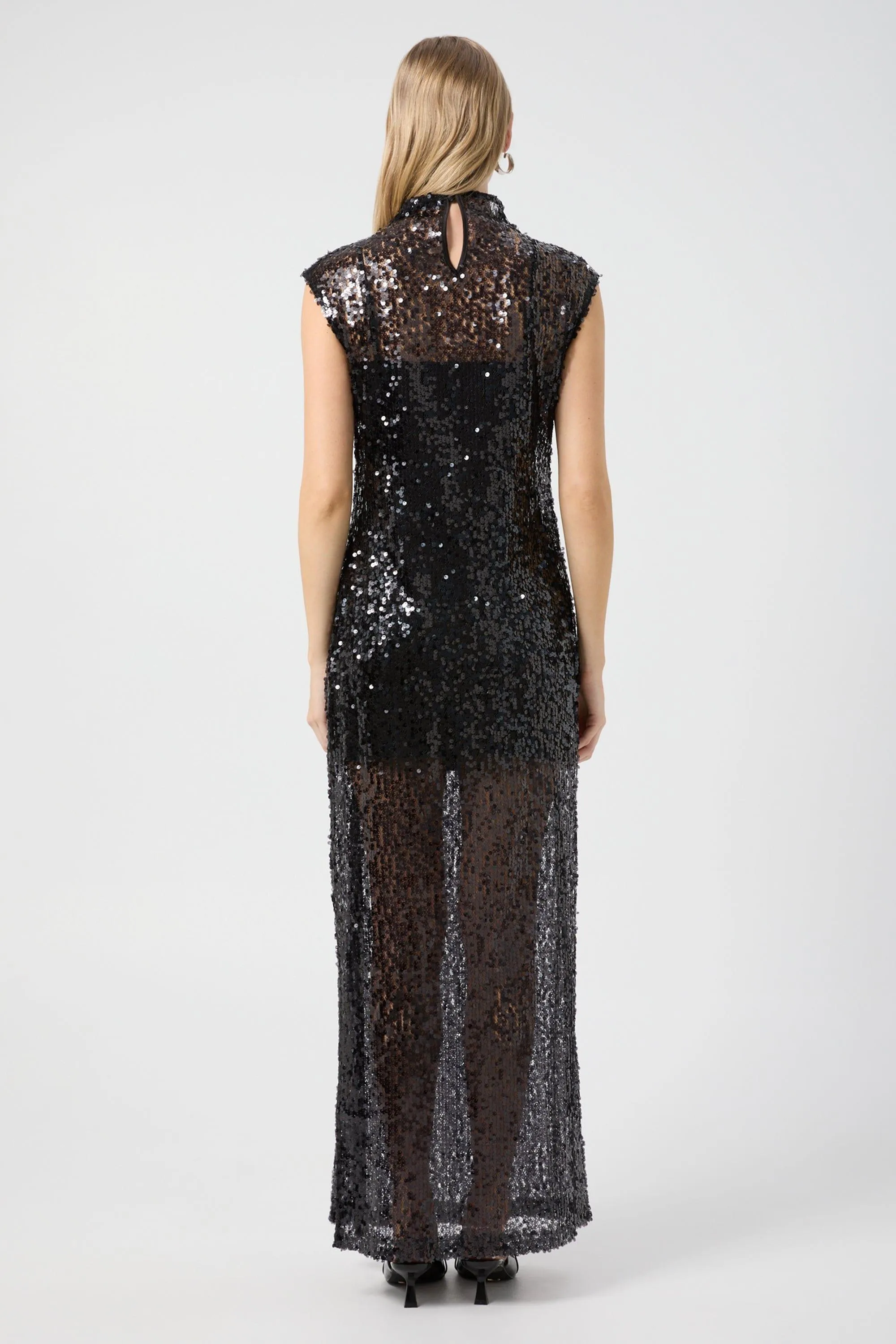 REFLECTION SEQUIN MAXI DRESS | BLACK