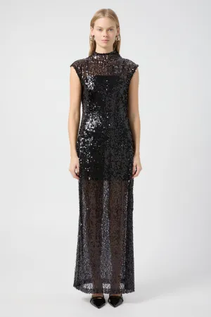 REFLECTION SEQUIN MAXI DRESS | BLACK