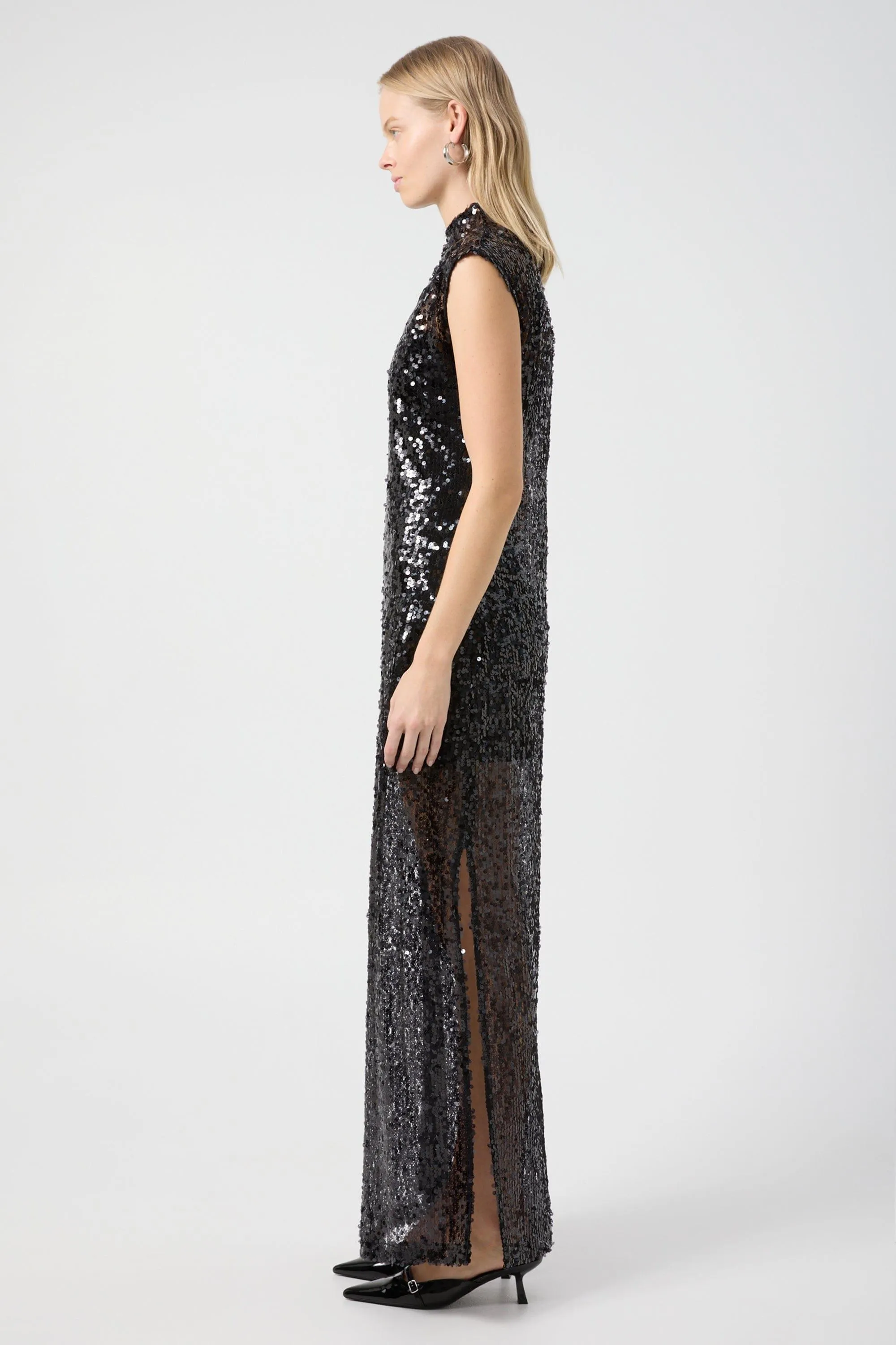 REFLECTION SEQUIN MAXI DRESS | BLACK