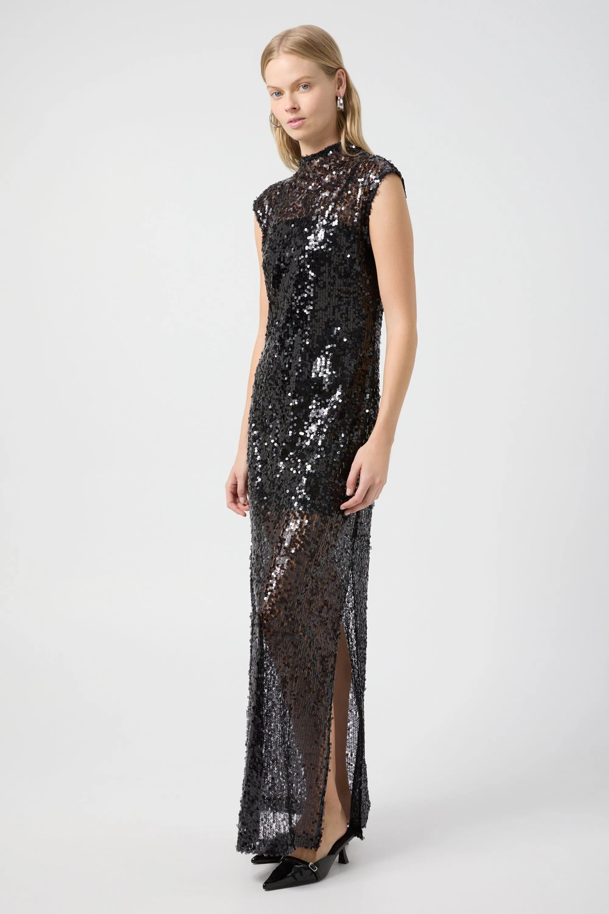 REFLECTION SEQUIN MAXI DRESS | BLACK