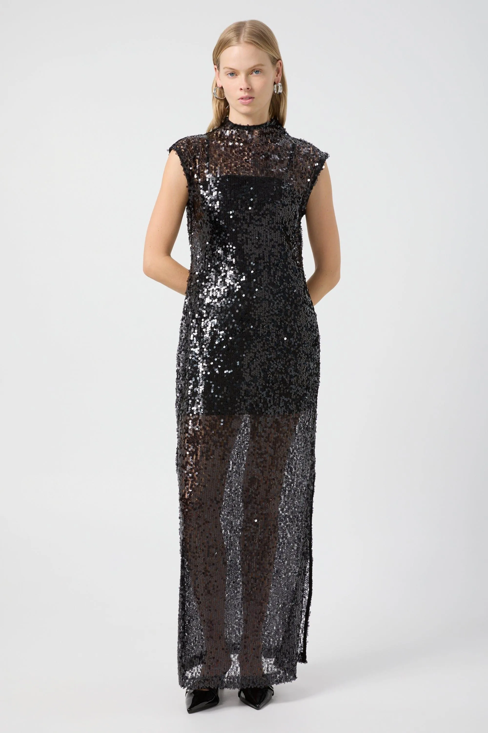 REFLECTION SEQUIN MAXI DRESS | BLACK