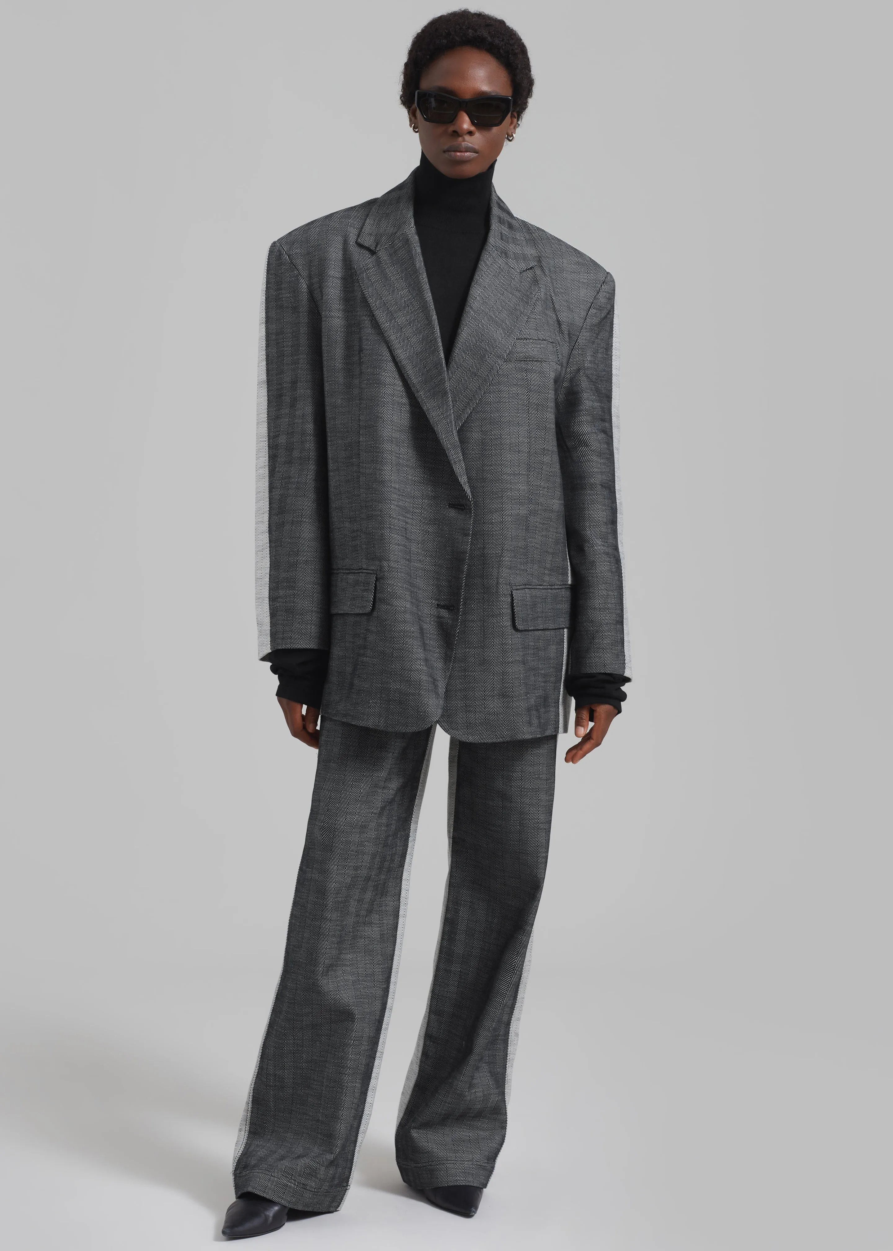 REMAIN Two Side Oversized Blazer - Black Comb