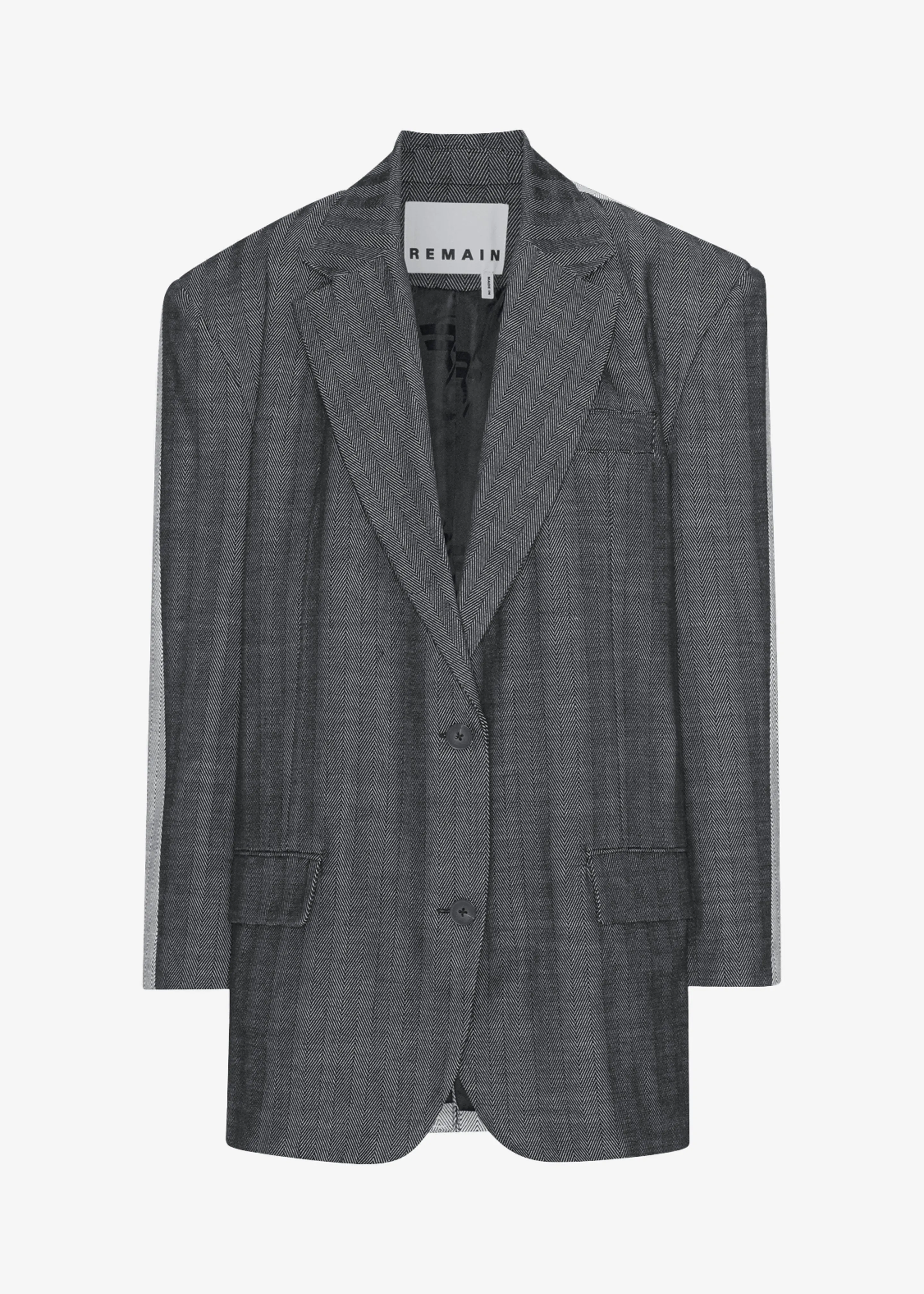 REMAIN Two Side Oversized Blazer - Black Comb