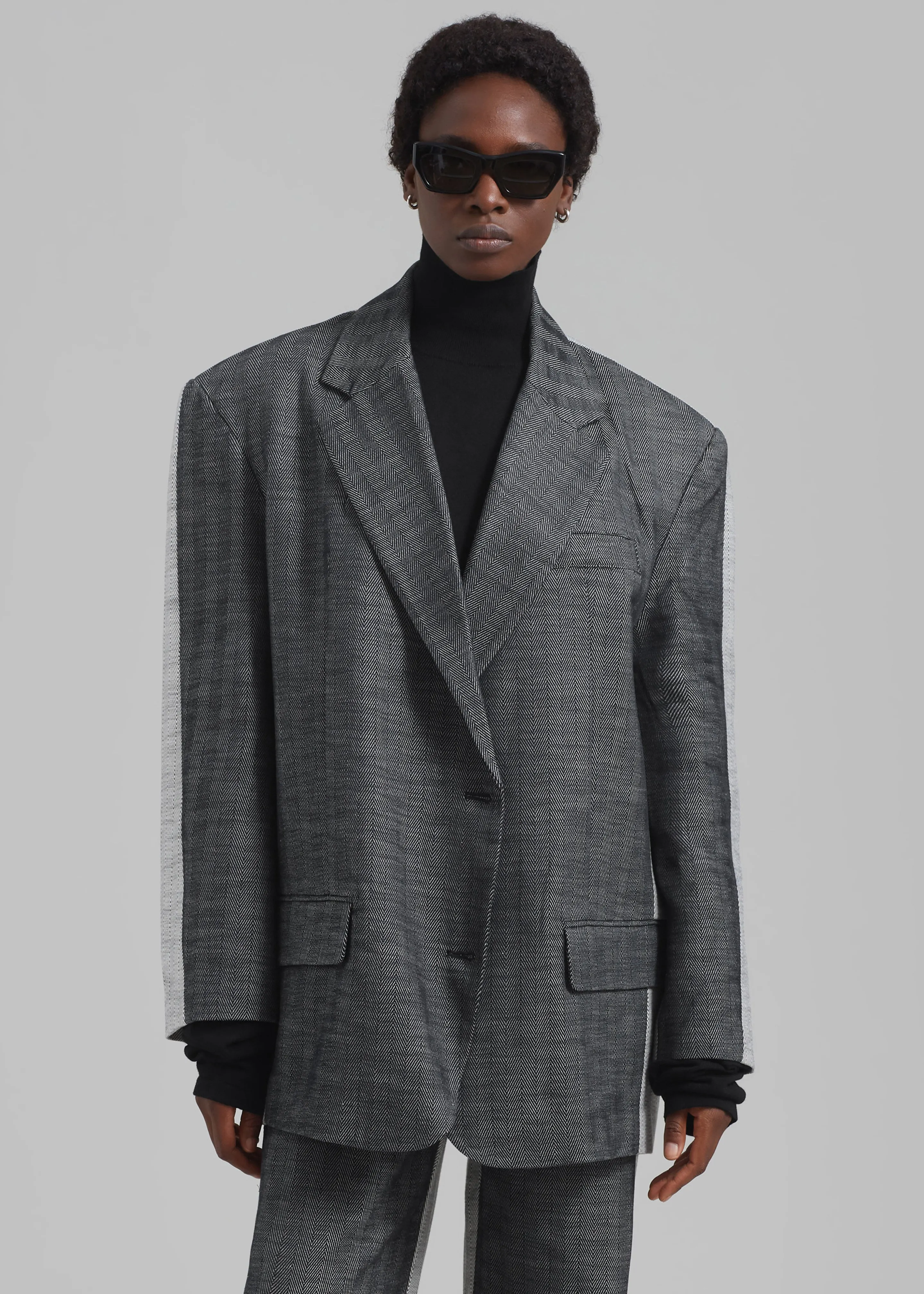 REMAIN Two Side Oversized Blazer - Black Comb