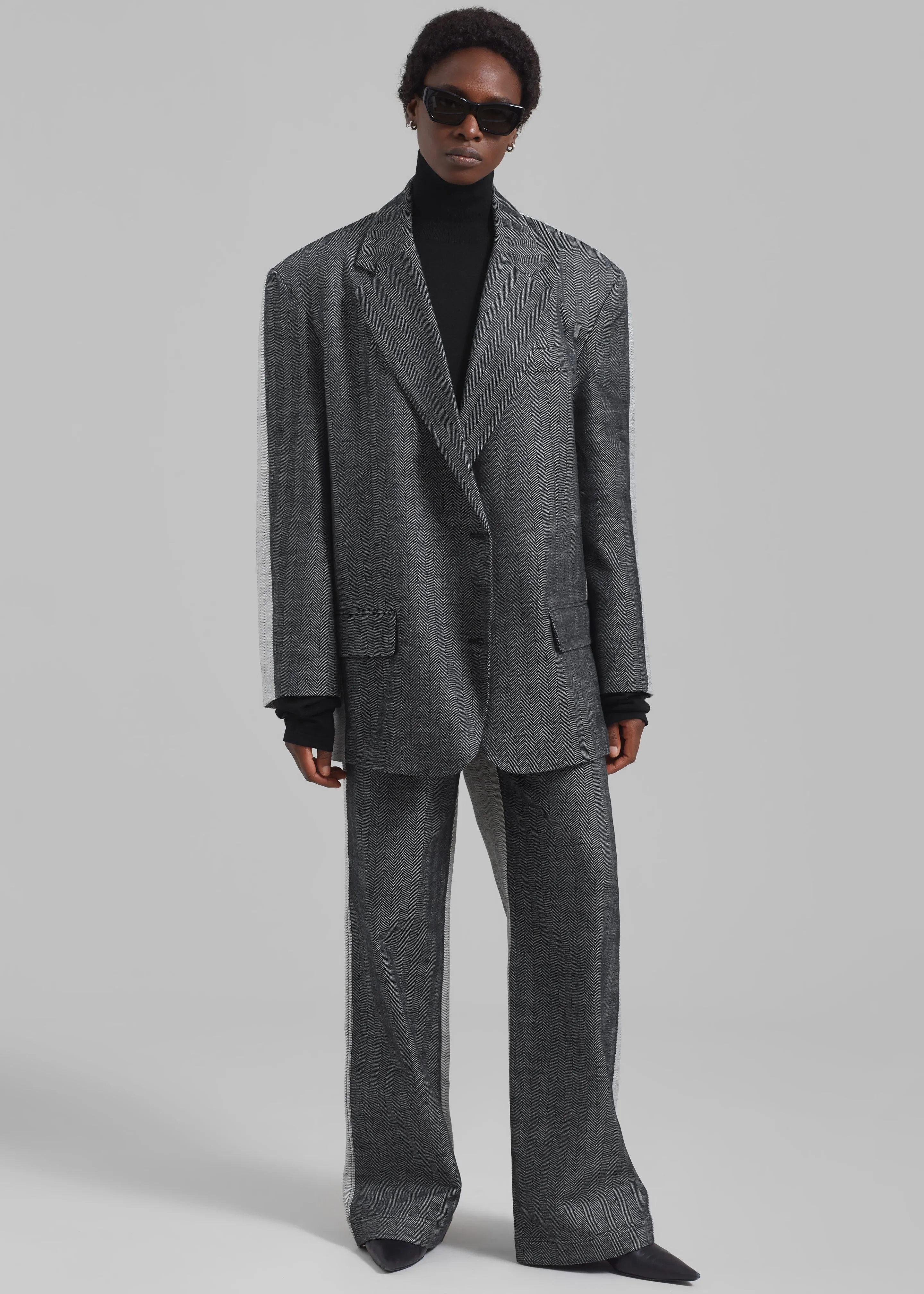 REMAIN Two Side Oversized Blazer - Black Comb