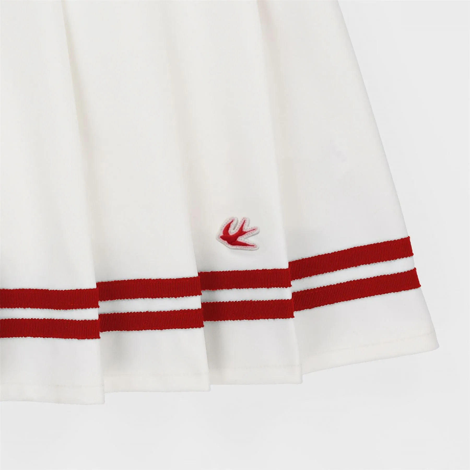 Ribbon Pleated Skirt White/Sport Red
