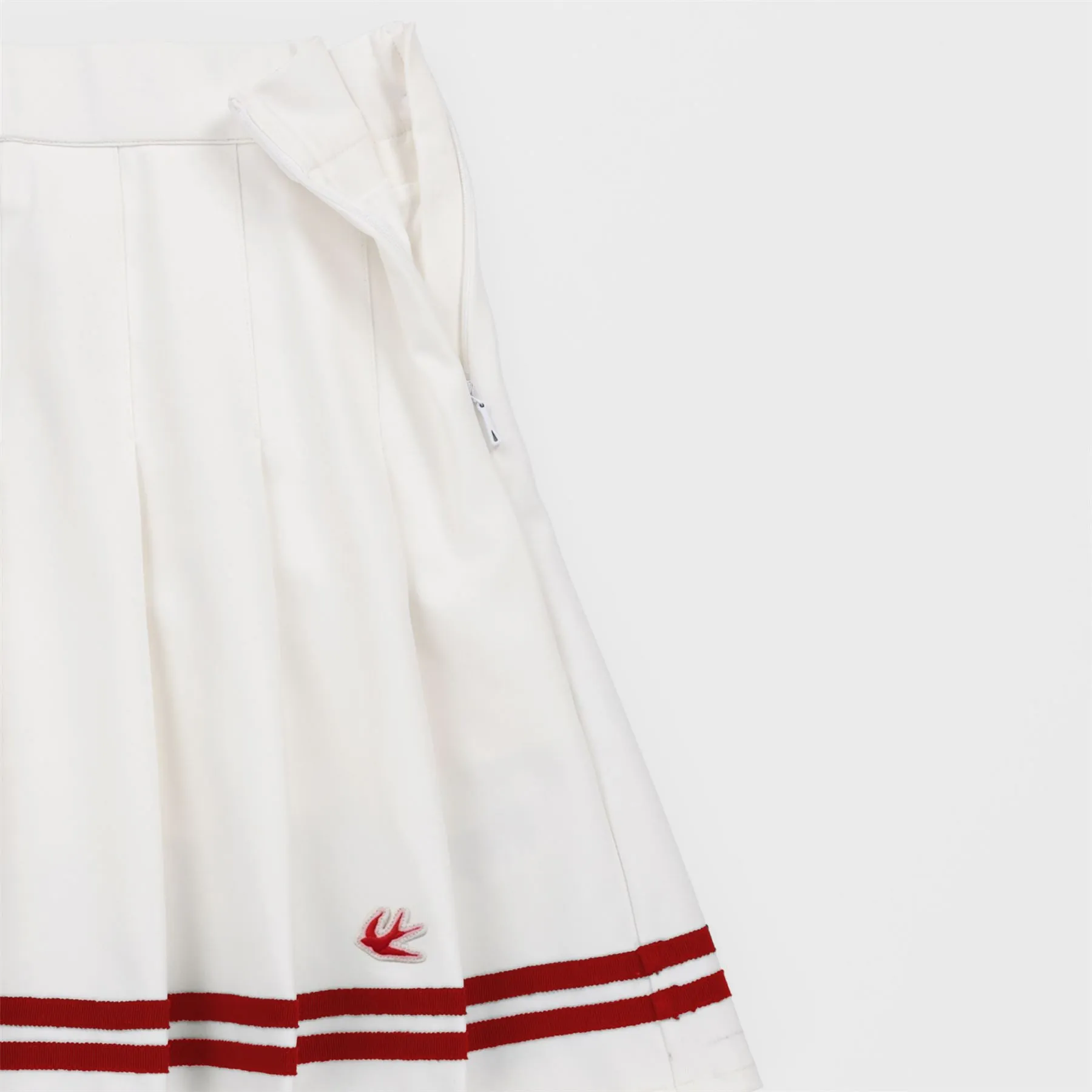 Ribbon Pleated Skirt White/Sport Red
