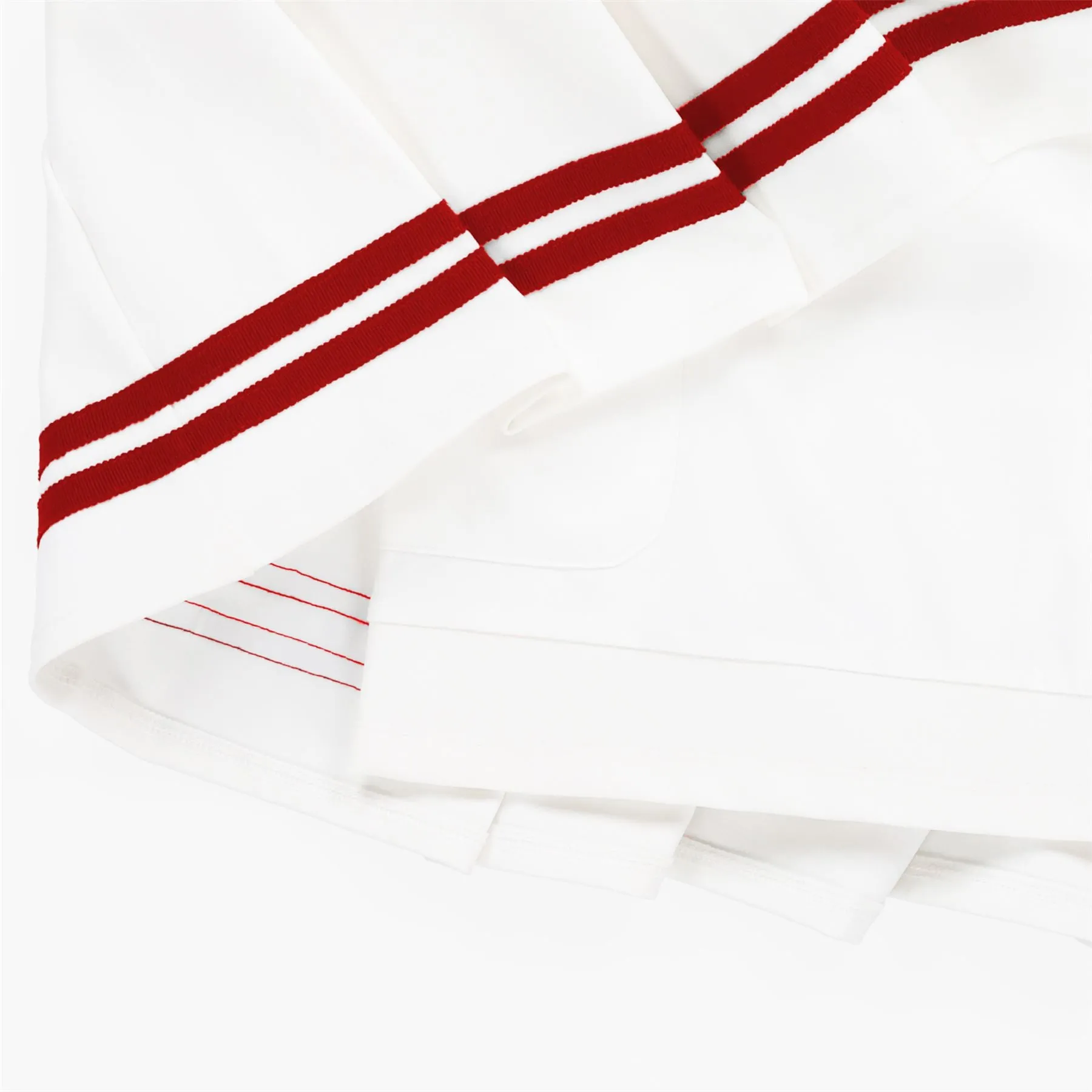 Ribbon Pleated Skirt White/Sport Red