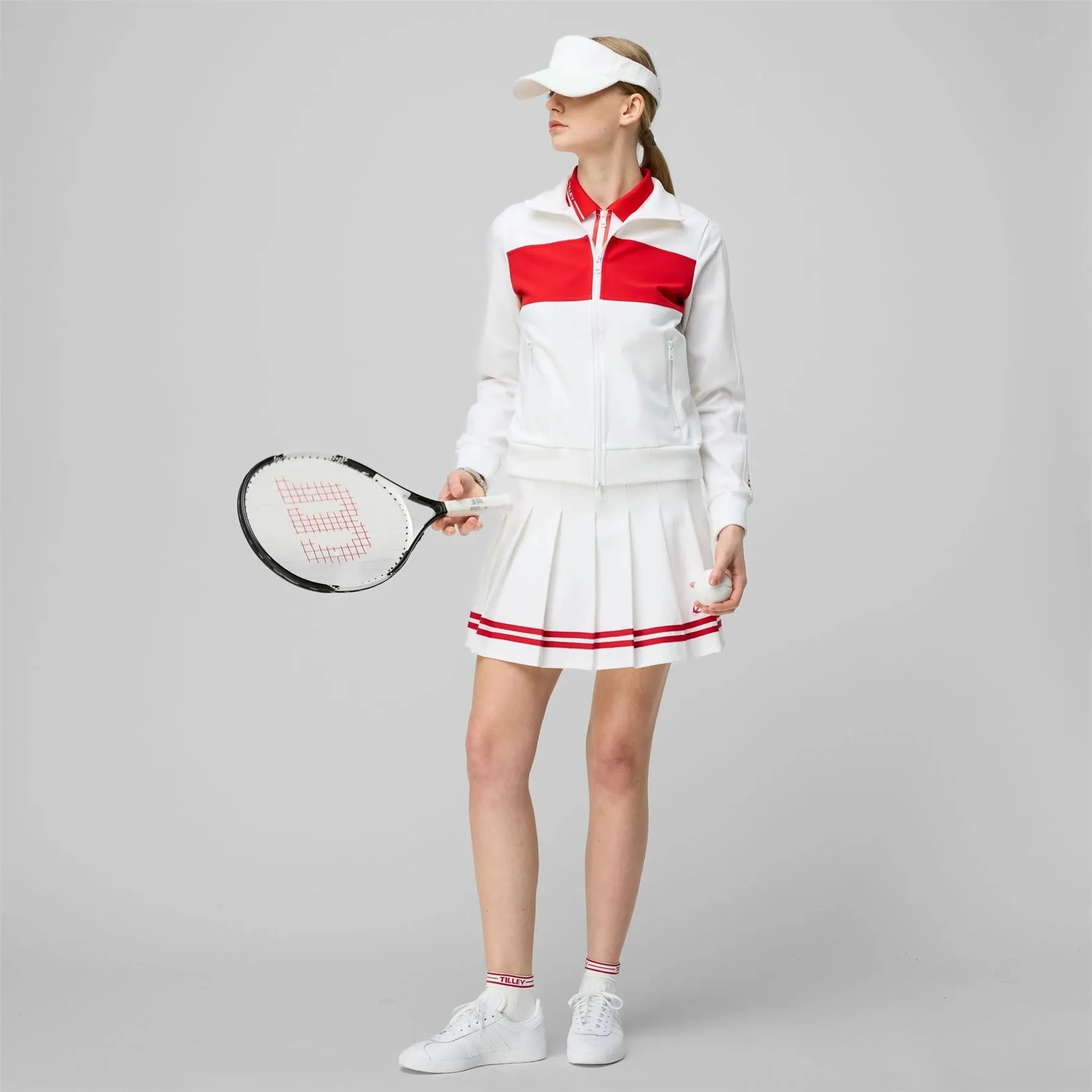 Ribbon Pleated Skirt White/Sport Red