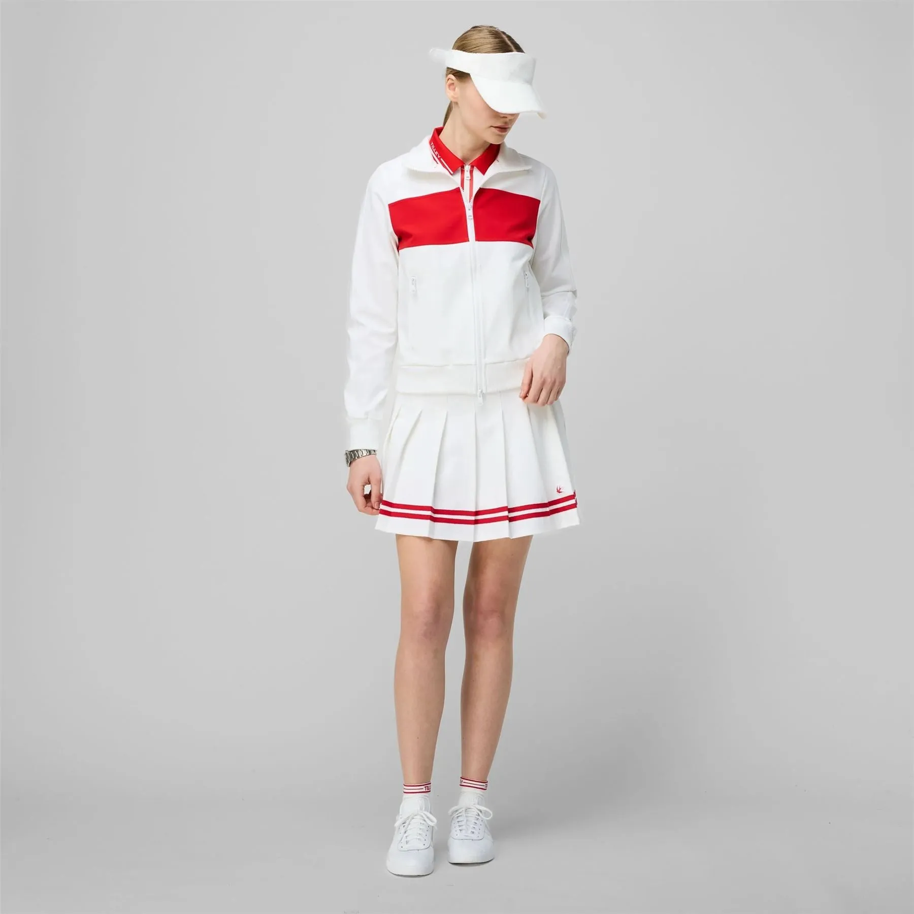 Ribbon Pleated Skirt White/Sport Red