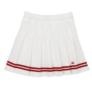 Ribbon Pleated Skirt White/Sport Red