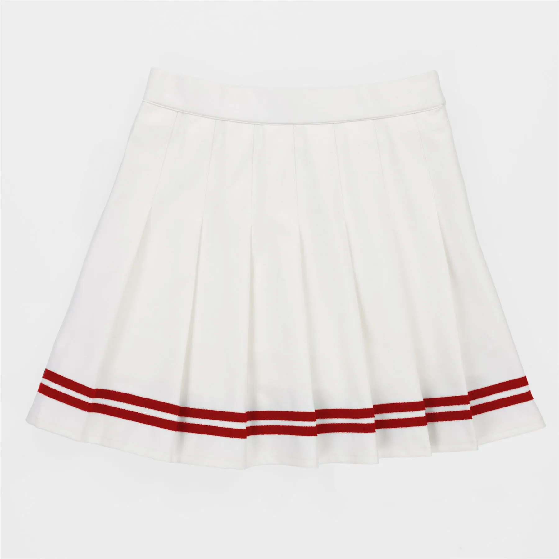 Ribbon Pleated Skirt White/Sport Red