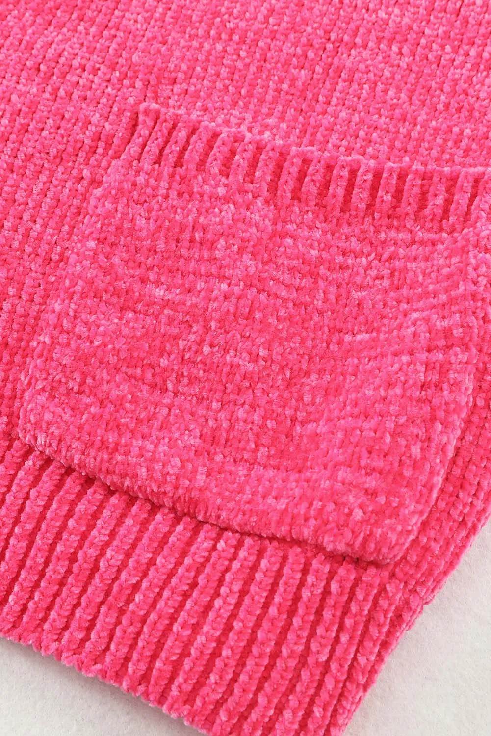 Rose Button Plunging V Neck Pocketed Sweater Cardigan