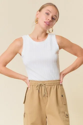 Round Neck Ruffle Trim Tank