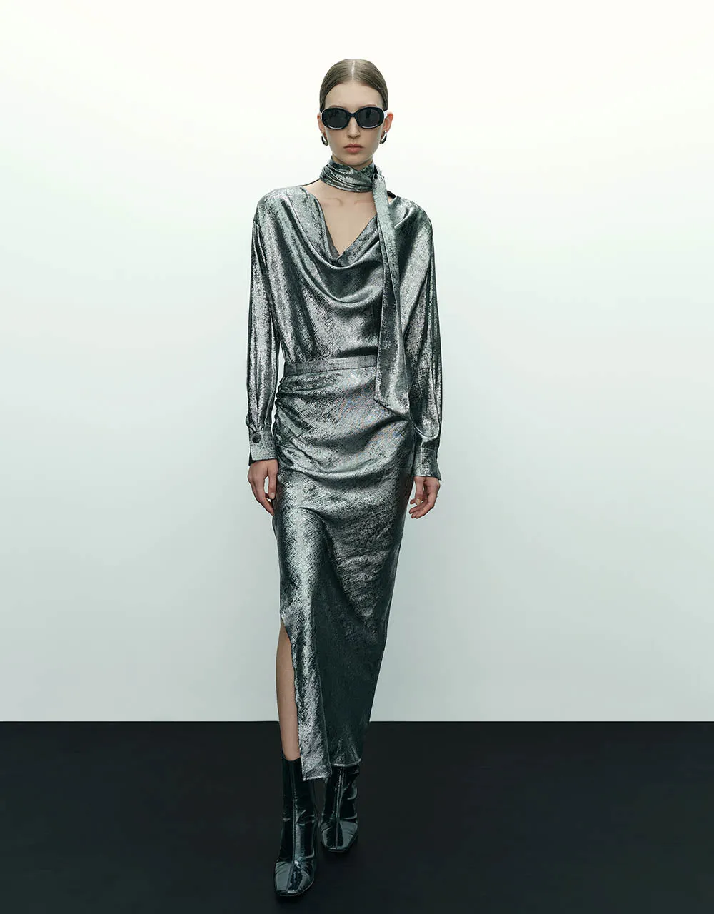 Ruched Wrapped Straight Skirt