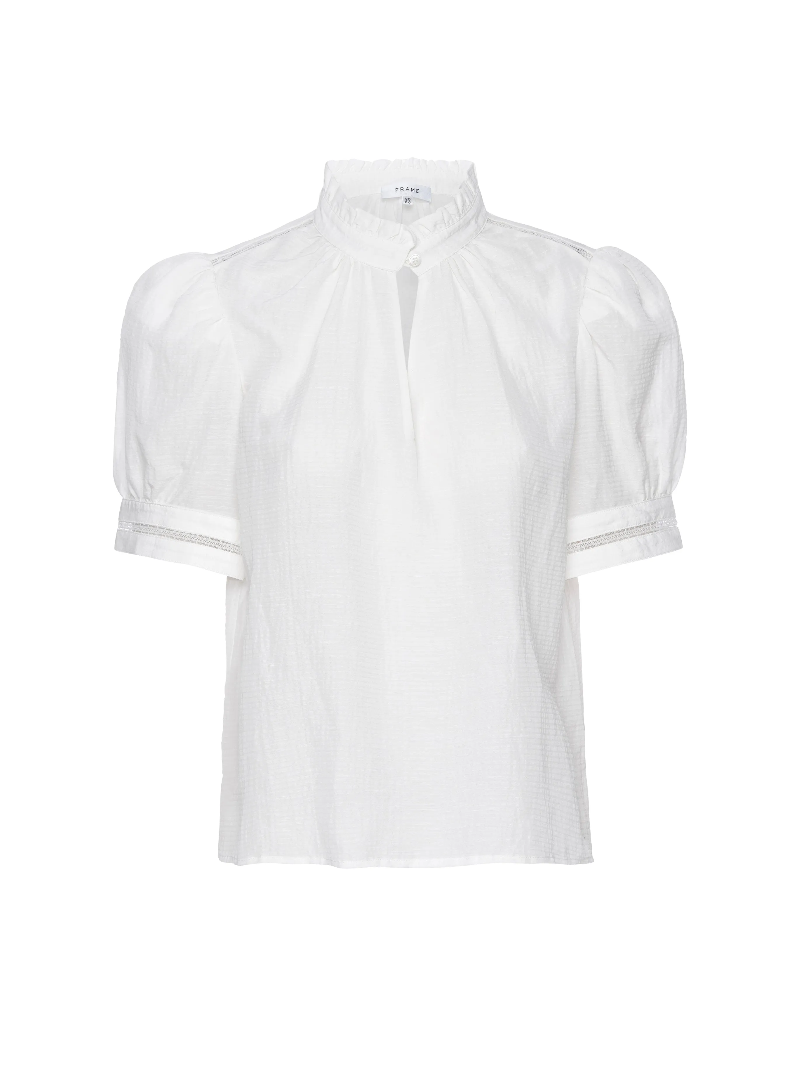 Ruffle Collar Inset Lace Top