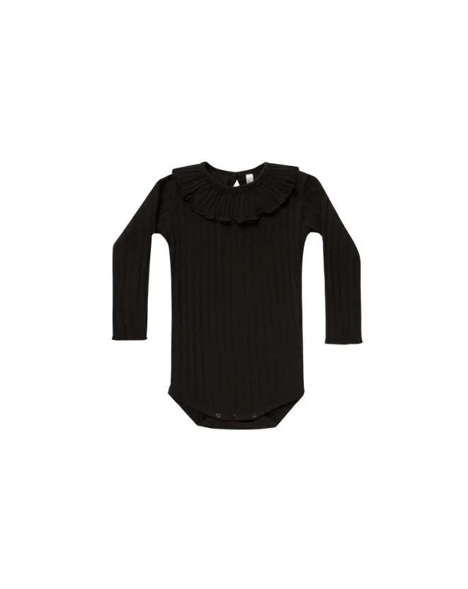 Ruffle Collared Onesie || Black