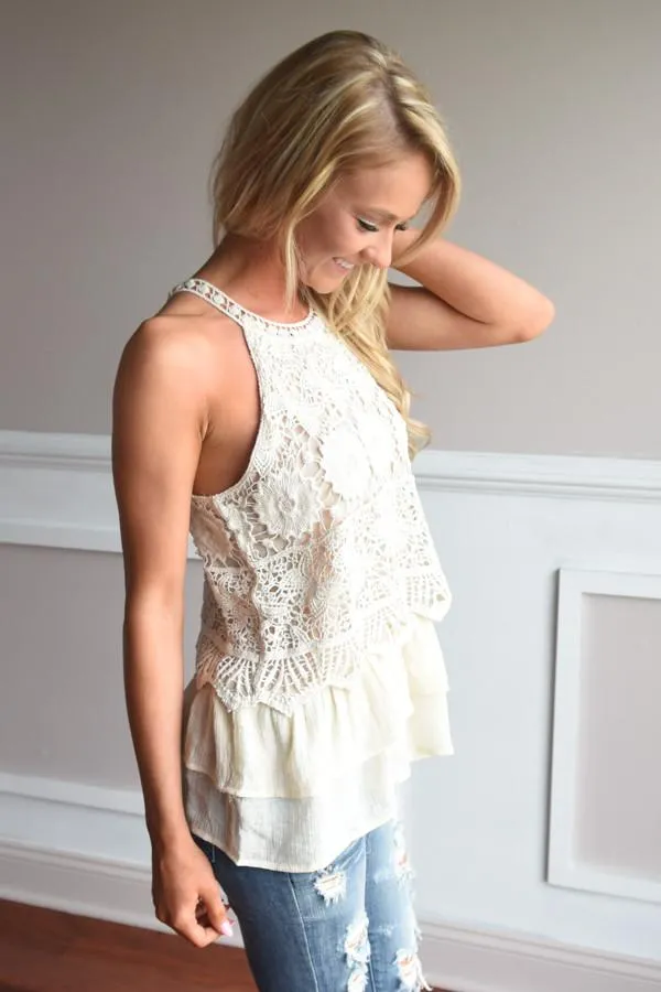 Ruffle My Feathers Crochet Tank