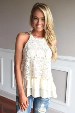 Ruffle My Feathers Crochet Tank