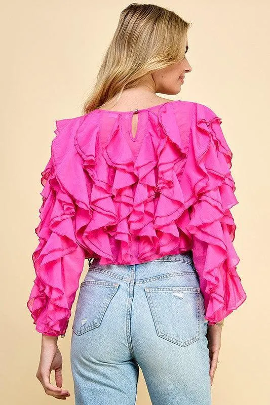 RUFFLE PINK TOP