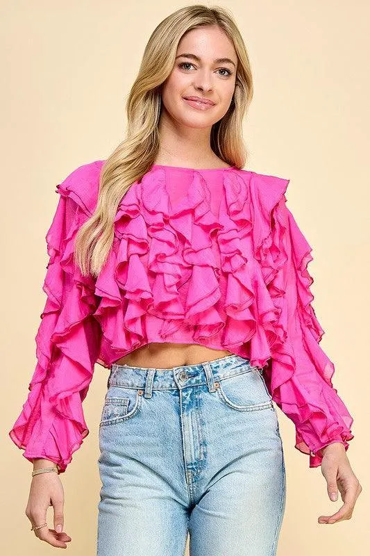 RUFFLE PINK TOP