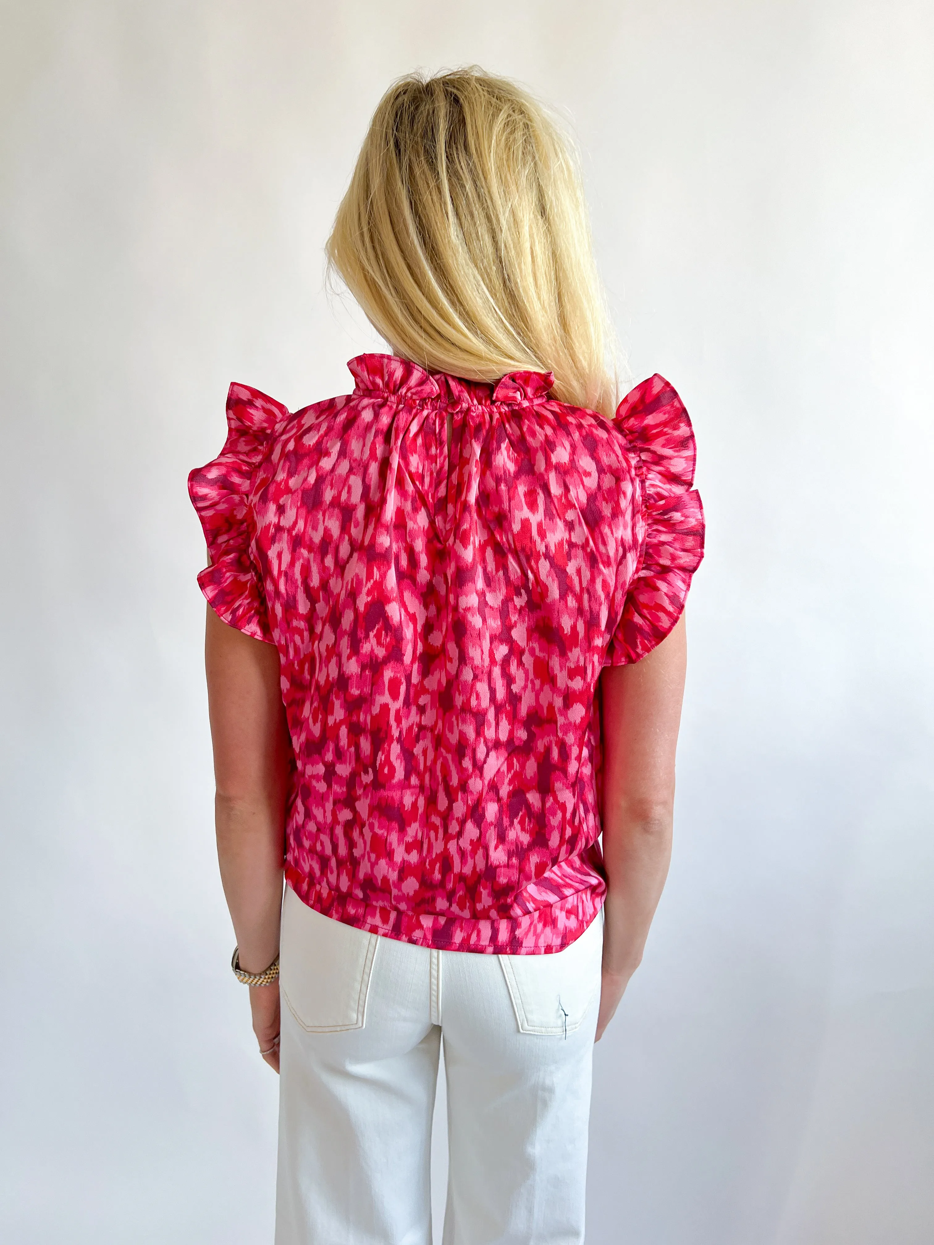 Ruffle Sleeve Print Top
