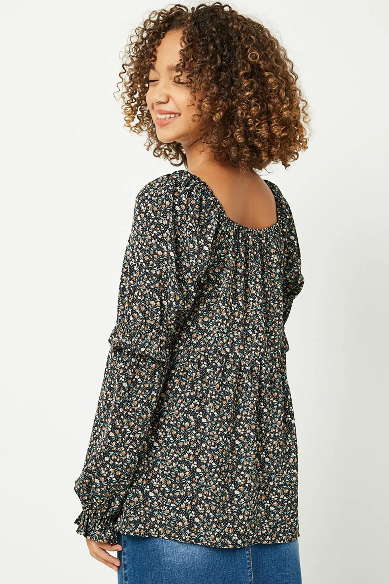 Ruffle Sleeve Smocked Top