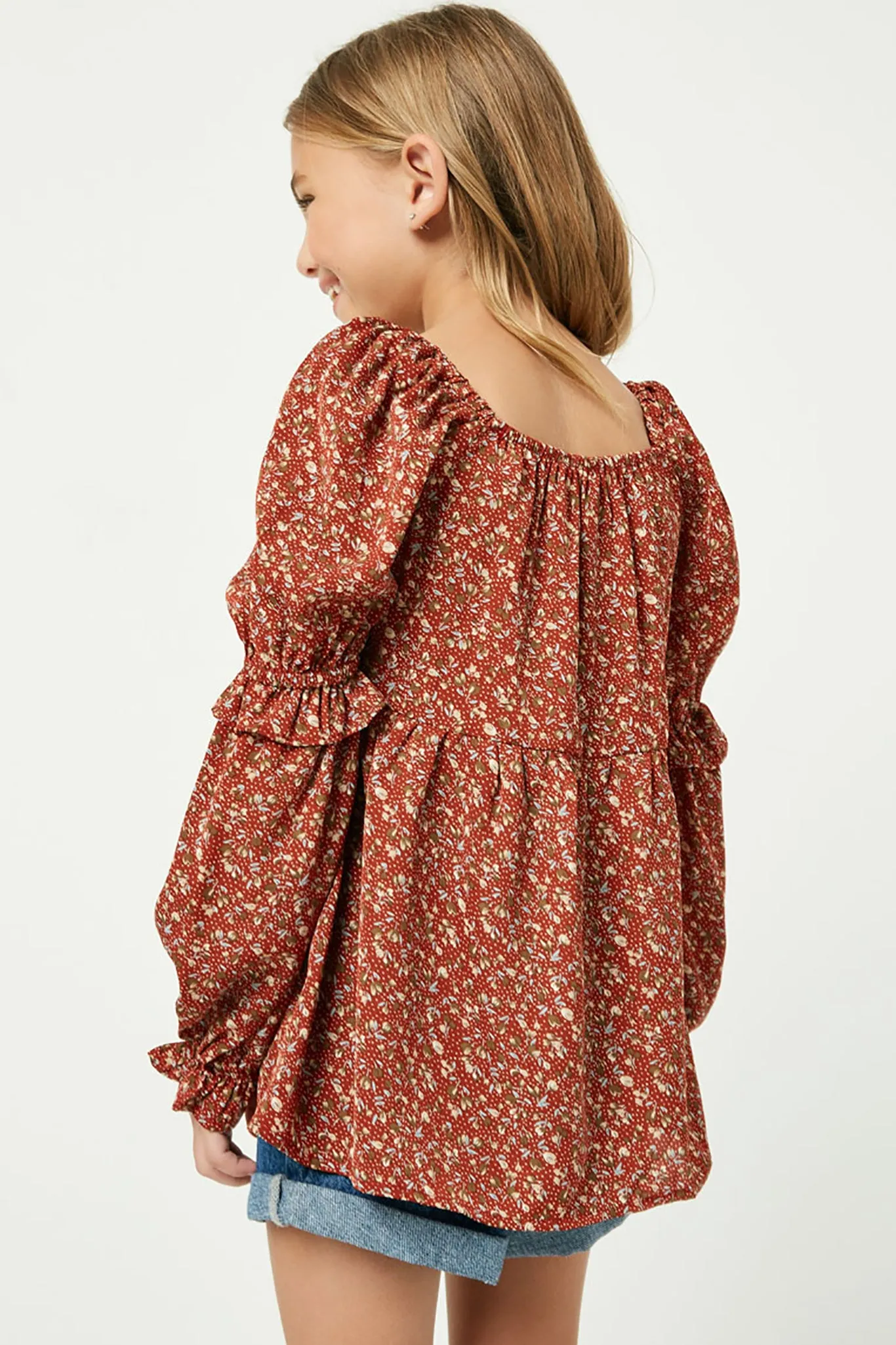 Ruffle Sleeve Smocked Top