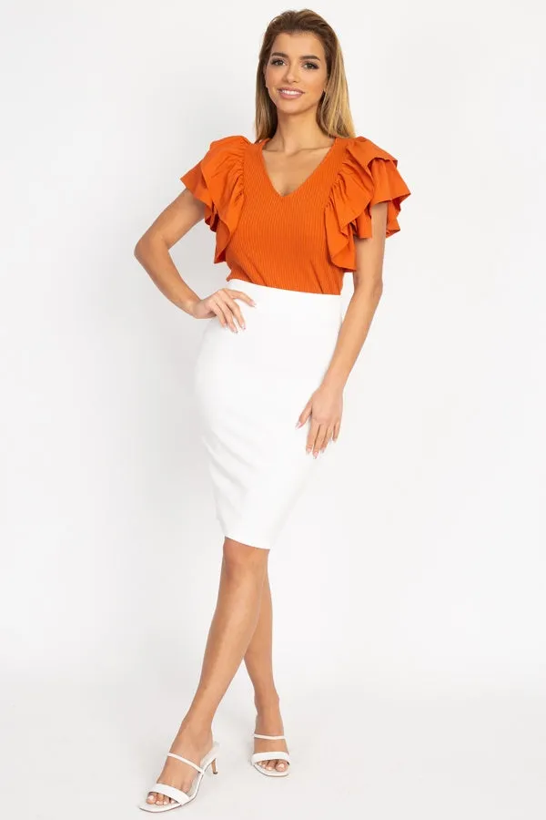 Ruffle Tiered Ribbed Top