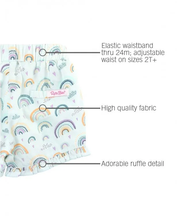 RuffleButts Chasing Rainbows Ruffle Trim Shorts