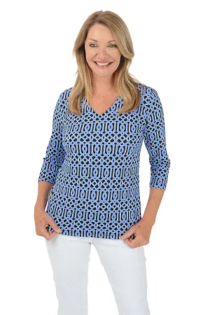 Sapphire Lattice Classic UPF50  V-Neck Top