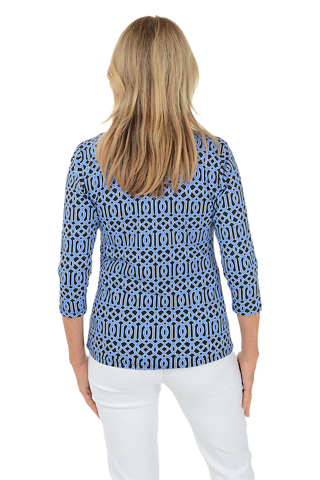 Sapphire Lattice Classic UPF50  V-Neck Top