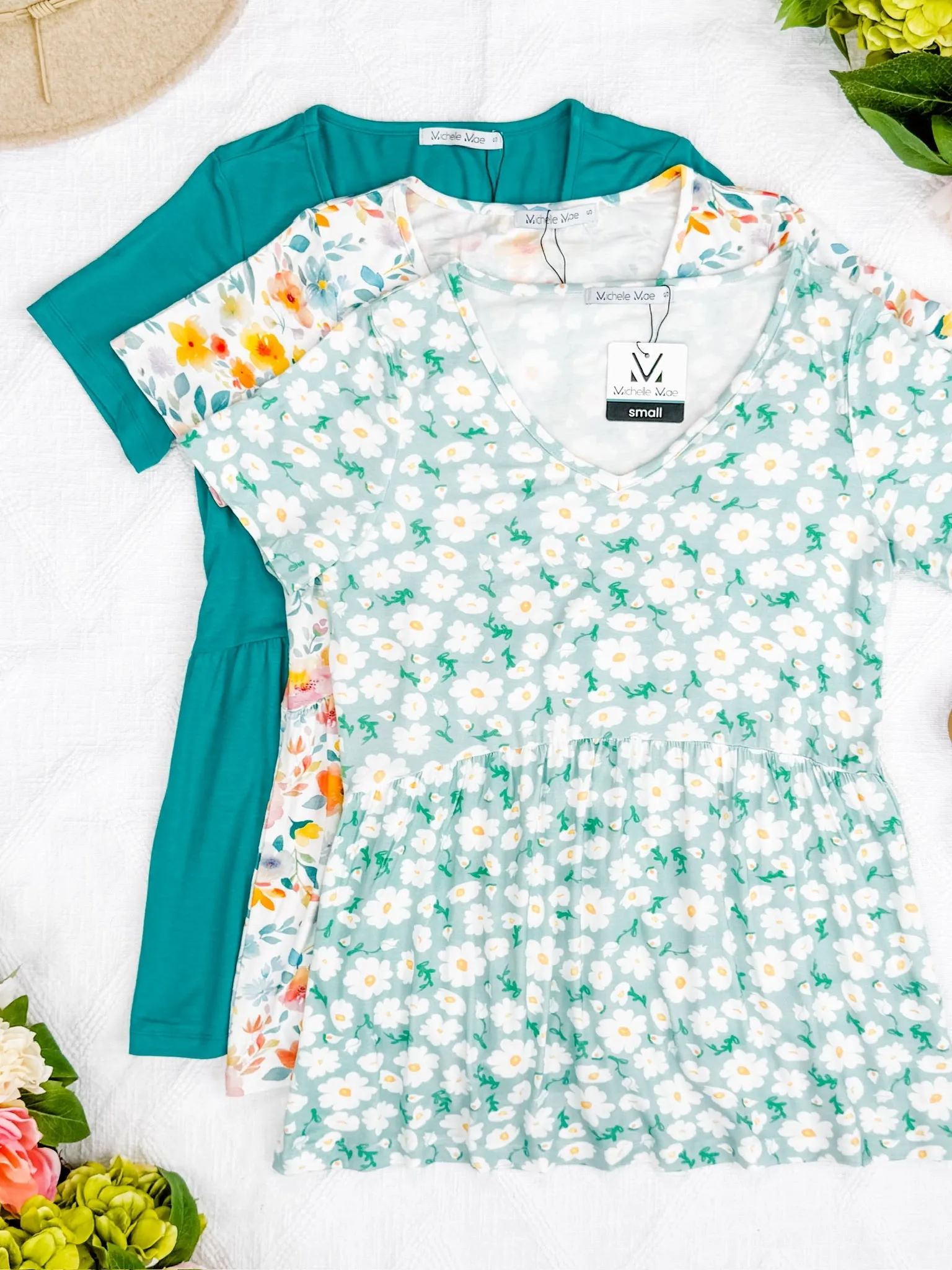 Sarah Ruffle Short Sleeve - Watercolor Floral