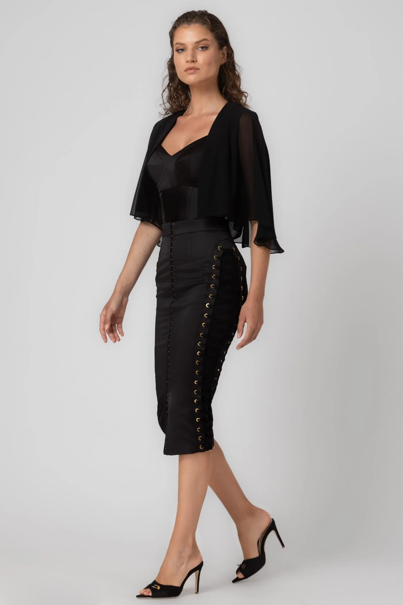 Satin Sculpt Bodysuit Black