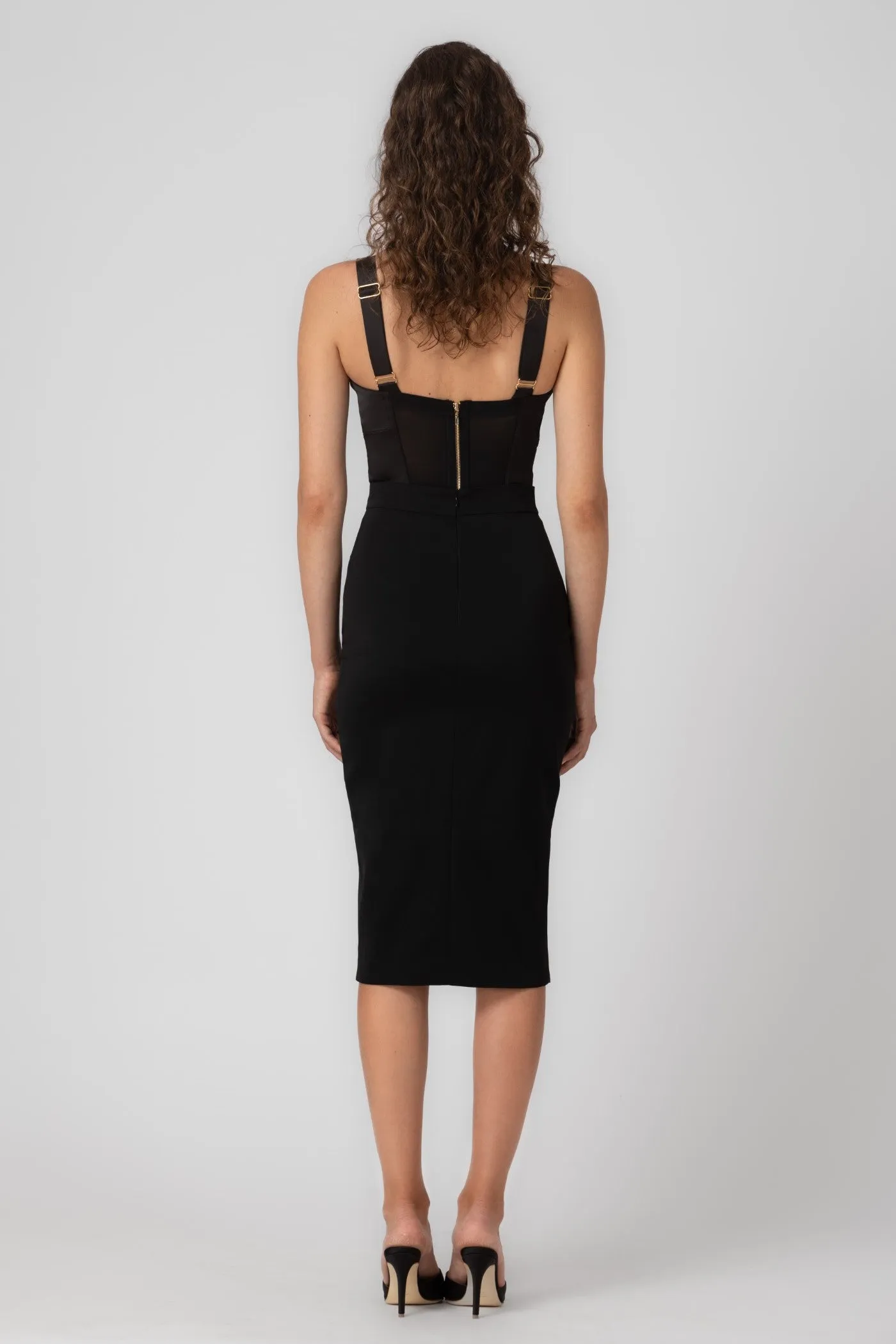 Satin Sculpt Bodysuit Black
