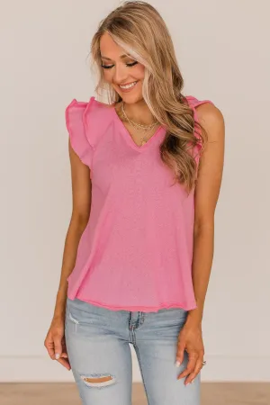Say It Louder V-Neck Top- Pink