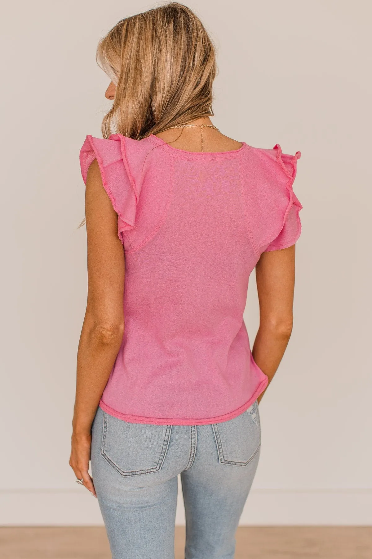 Say It Louder V-Neck Top- Pink