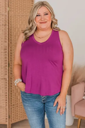 Searching For Joy V-Neck Tank Top- Dark Orchid