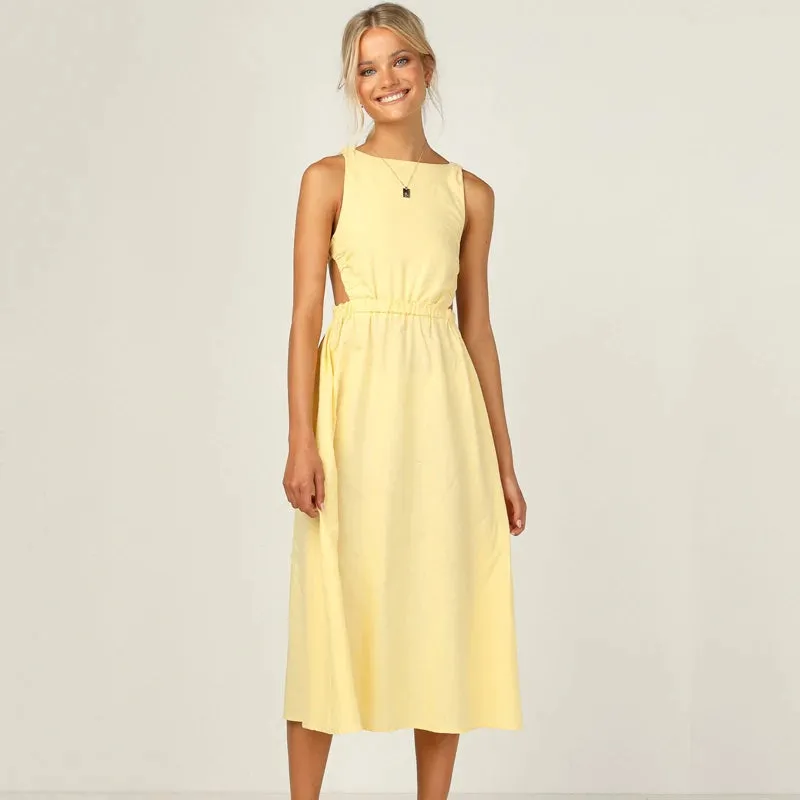 Sexy Spaghetti Sleeve Backless Maxi Dress