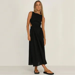 Sexy Spaghetti Sleeve Backless Maxi Dress