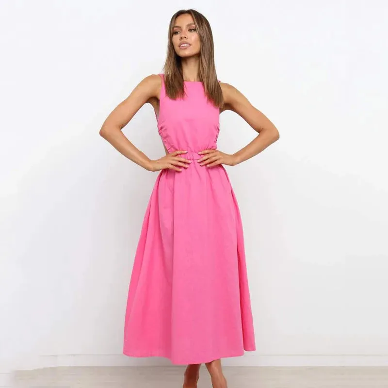 Sexy Spaghetti Sleeve Backless Maxi Dress