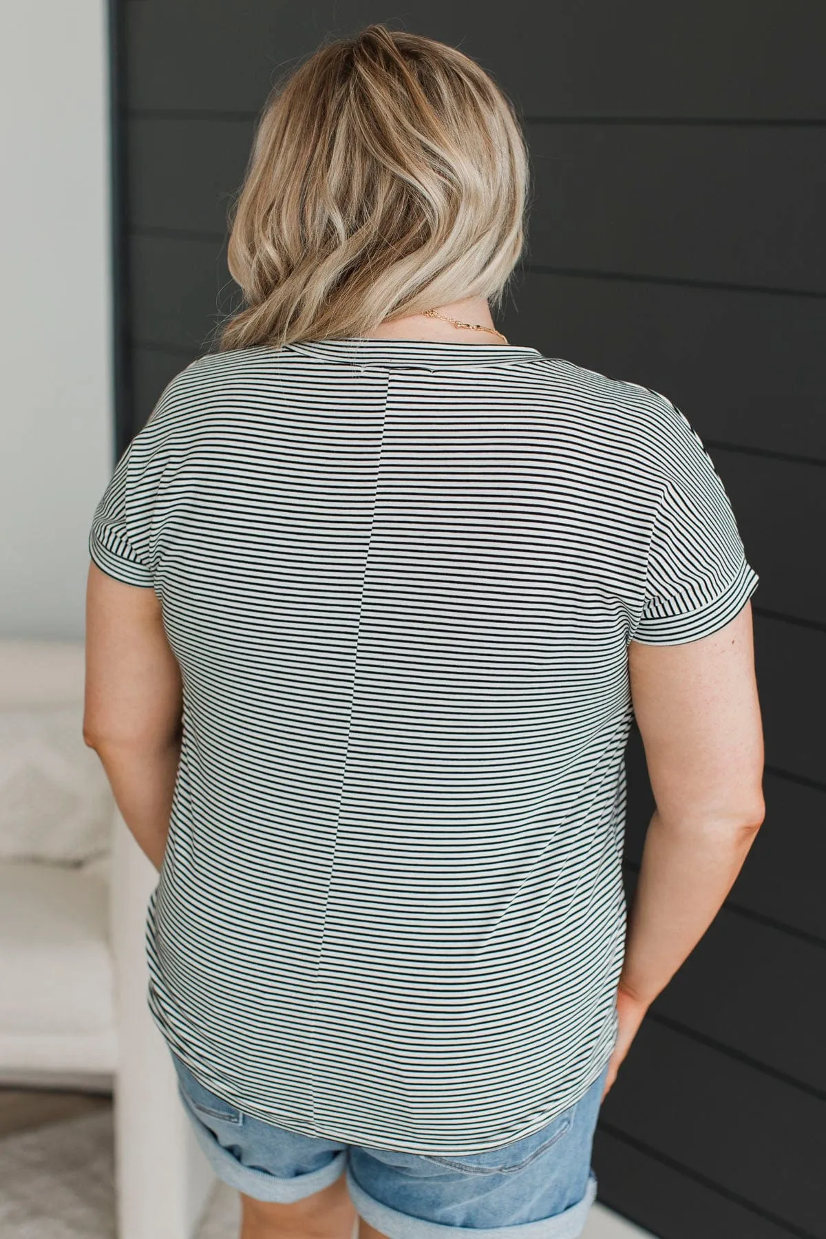 Shifting Emotions Striped V-Neck Top- Ivory & Black
