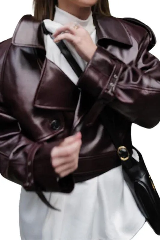Short Motorcycle style PU Leather Jacket